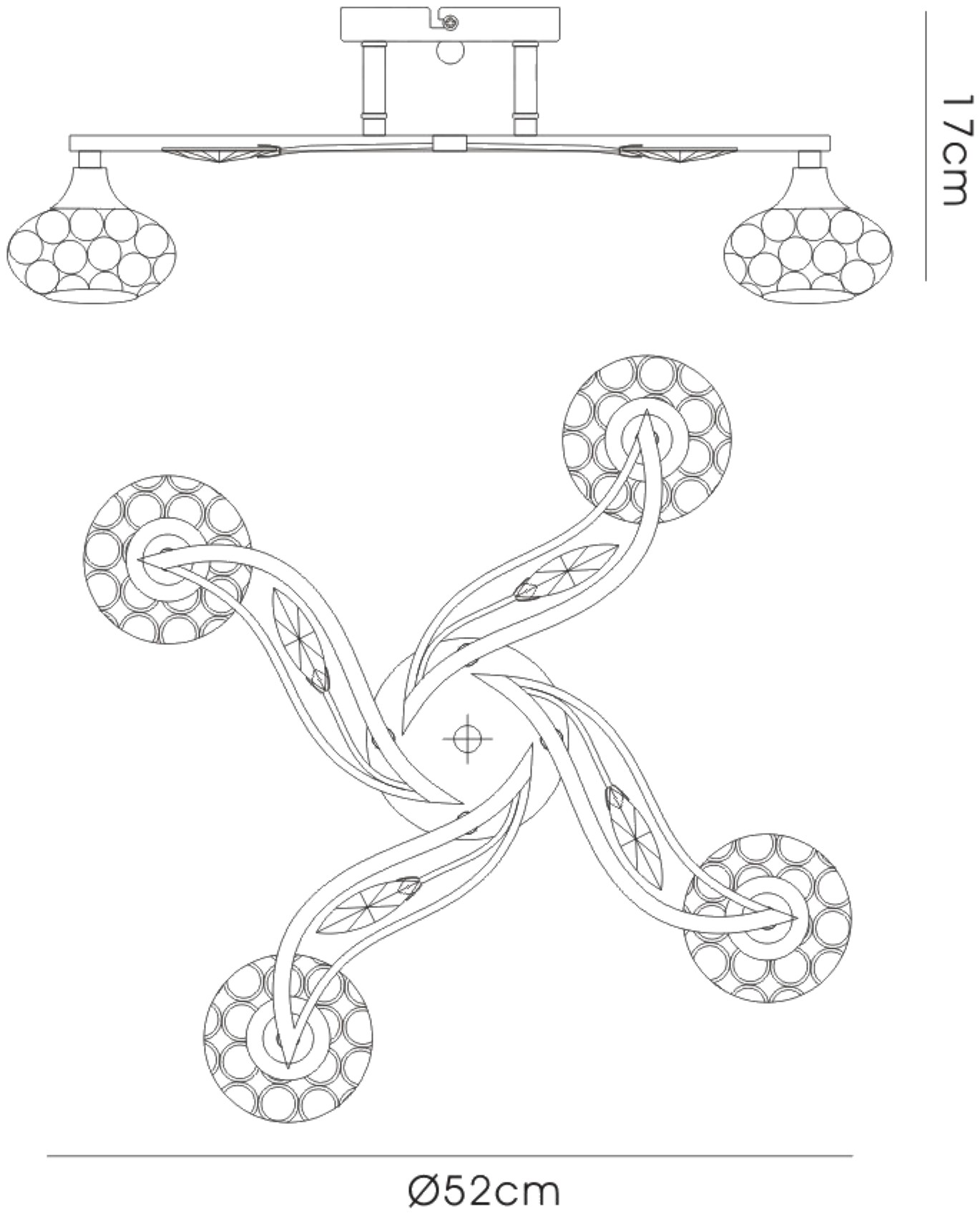 Leimo Crystal Ceiling 4 Light French Gold IL30964  Diyas Leimo French Gold